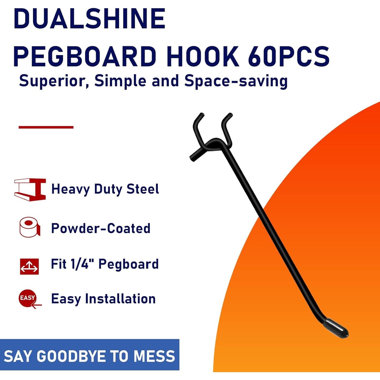 Ganchos de Tablero de Clavos Dualshine 60 Pcs 5-15 cm Negro