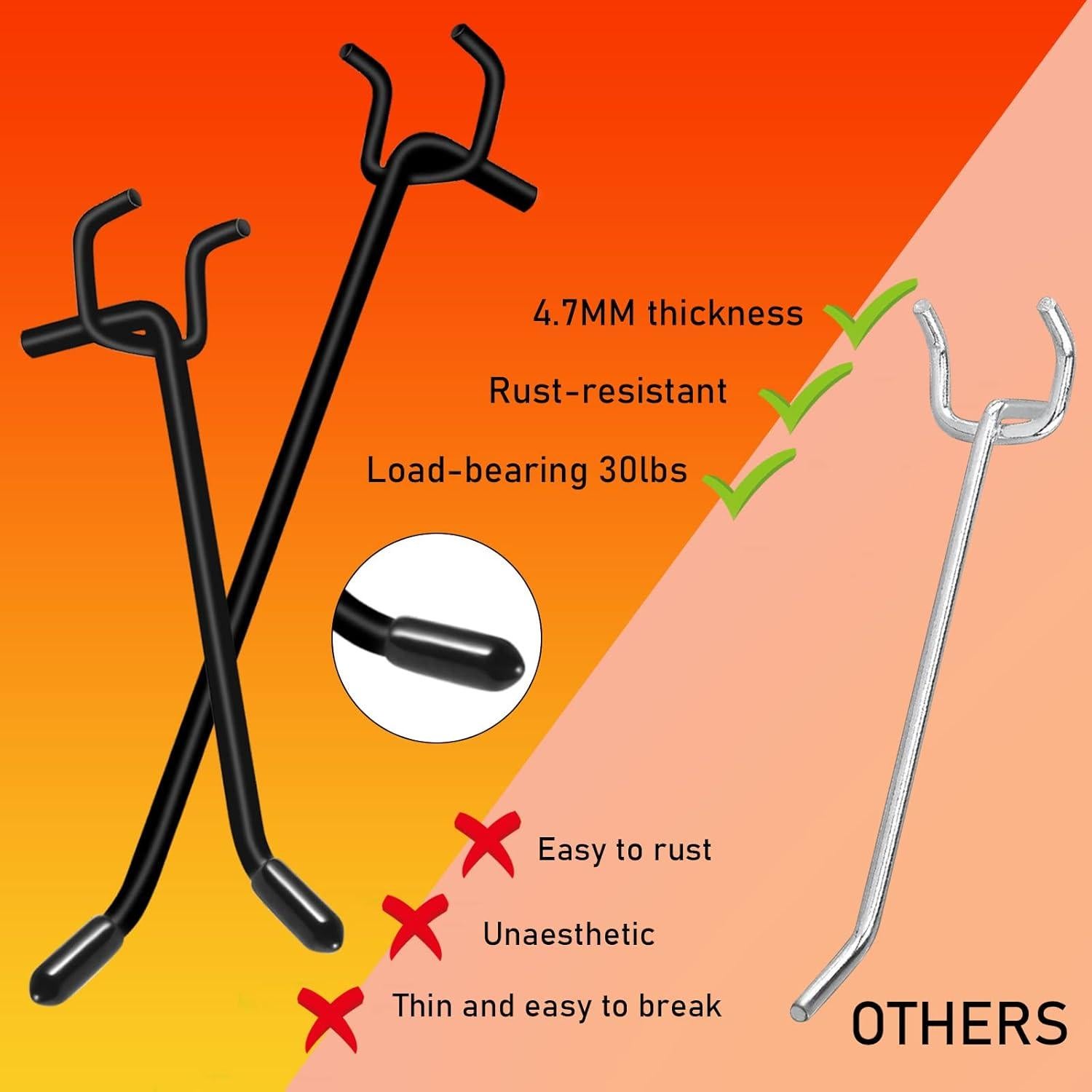 Ganchos de Tablero de Clavos Dualshine 60 Pcs 5-15 cm Negro