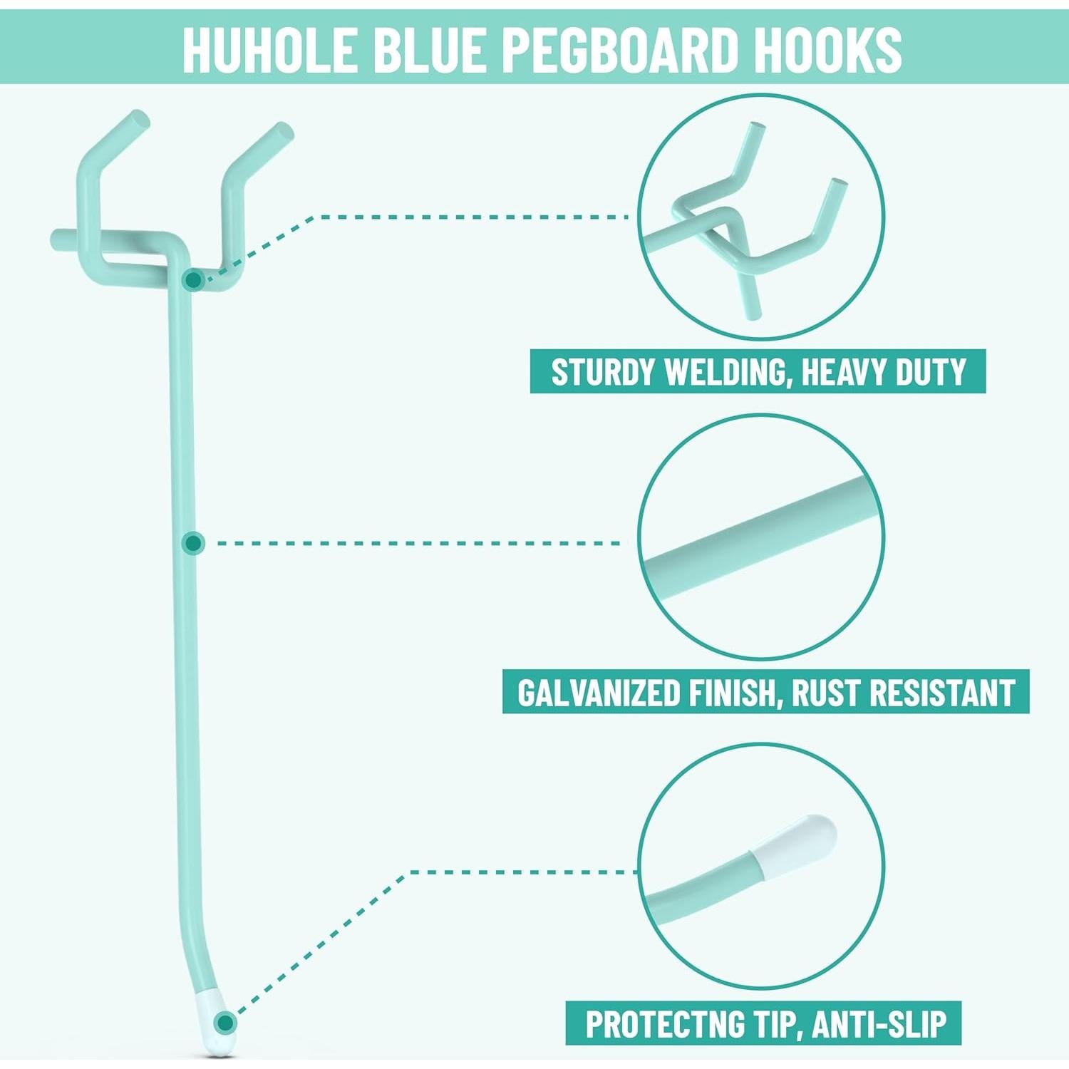 Ganchos para Tablero HUHOLE 5 cm Azul - 50 Piezas, Resistente