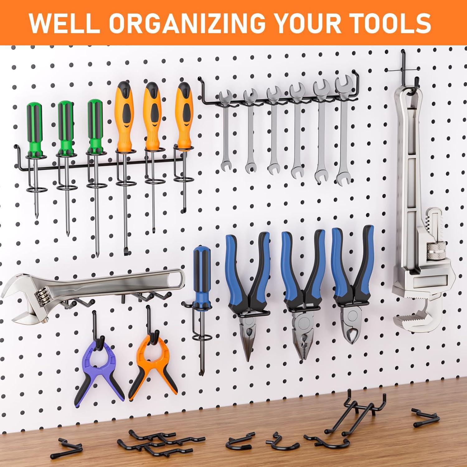 Ganchos de Tablero de Clavos INCLY 176 Piezas Metal Negro