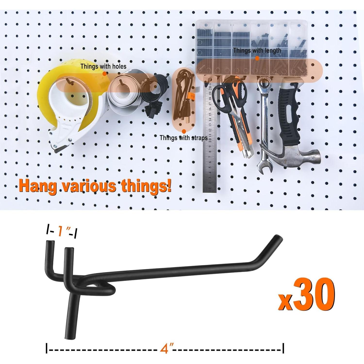 Ganchos de Metal G.CORE para Tablero Perforado - 30 Piezas 10.16 cm