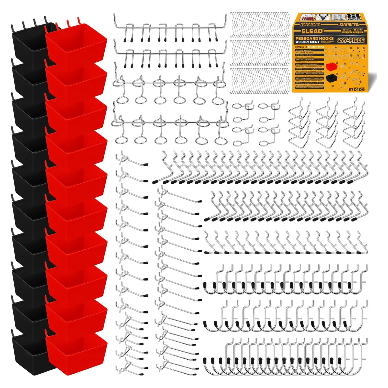 Kit de Ganchos para Tablero de Clavos 297 Piezas ELEAD