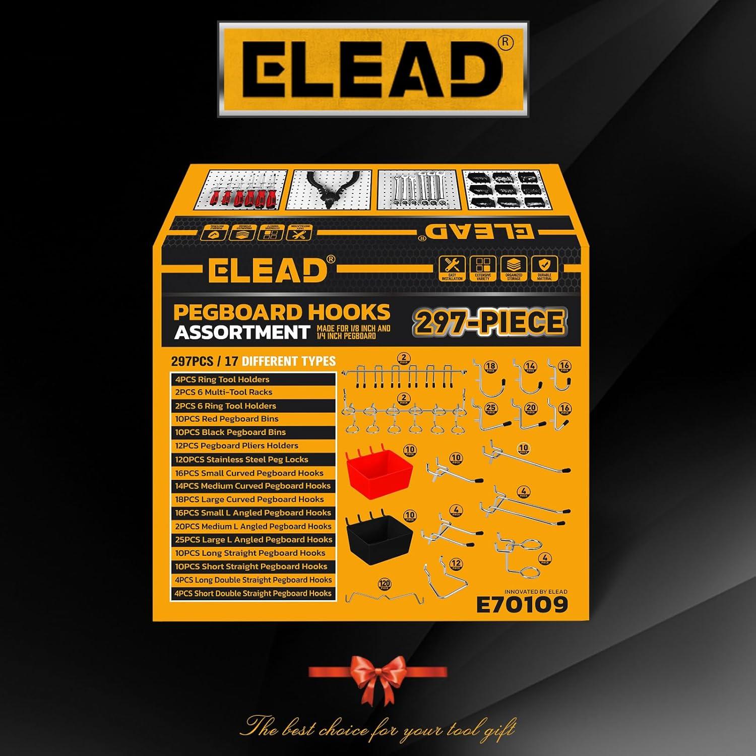 Kit de Ganchos para Tablero de Clavos 297 Piezas ELEAD