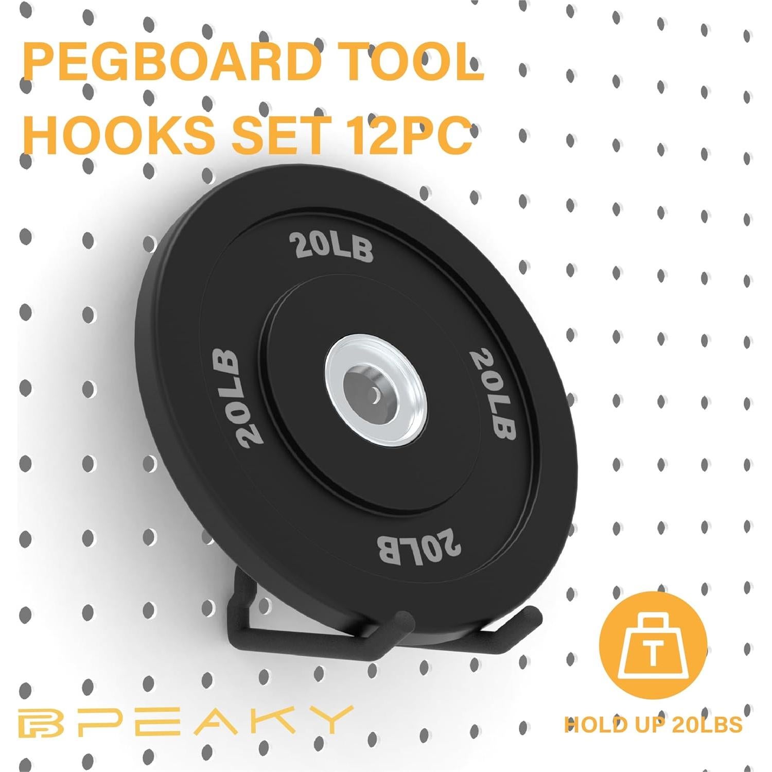 Ganchos de Tablero de Clavos BFPeaky 12PC Alta Resistencia