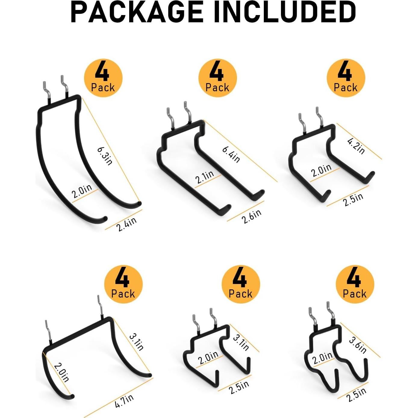 Ganchos de Tablero de Clavos INCLY 24 Piezas Alta Resistencia