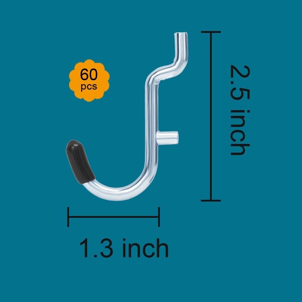 Ganchos J de Metal Daanxw para Tablero de Clavos 60pcs Negro