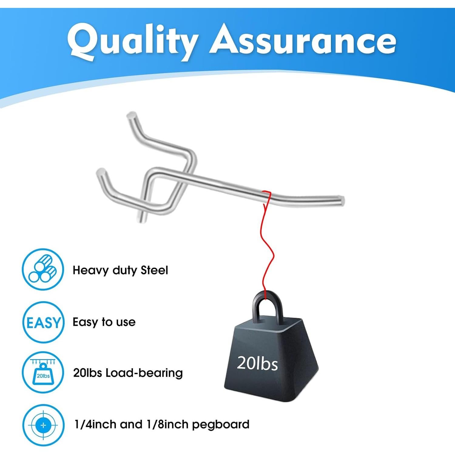 50 Ganchos de Tablero de Clavijas Irrigaton 5.08 cm Metal