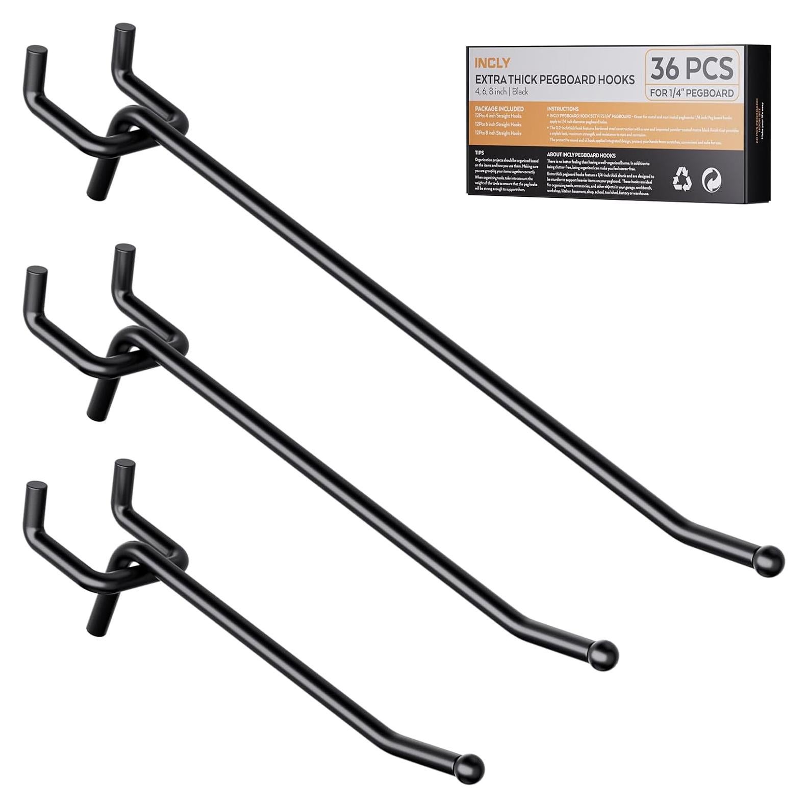 Ganchos de Tablero de Clavos INCLY 36PCS Alta Resistencia