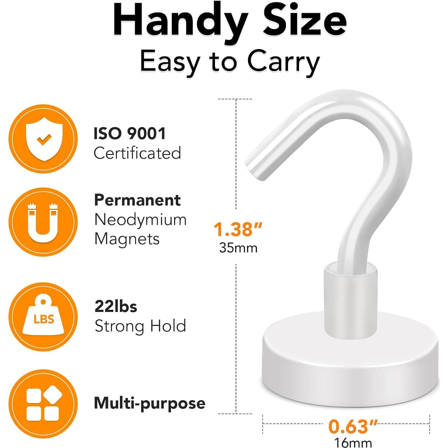 Ganchos Magnéticos MIKEDE de Neodimio 28 Paquete 11.34 kg