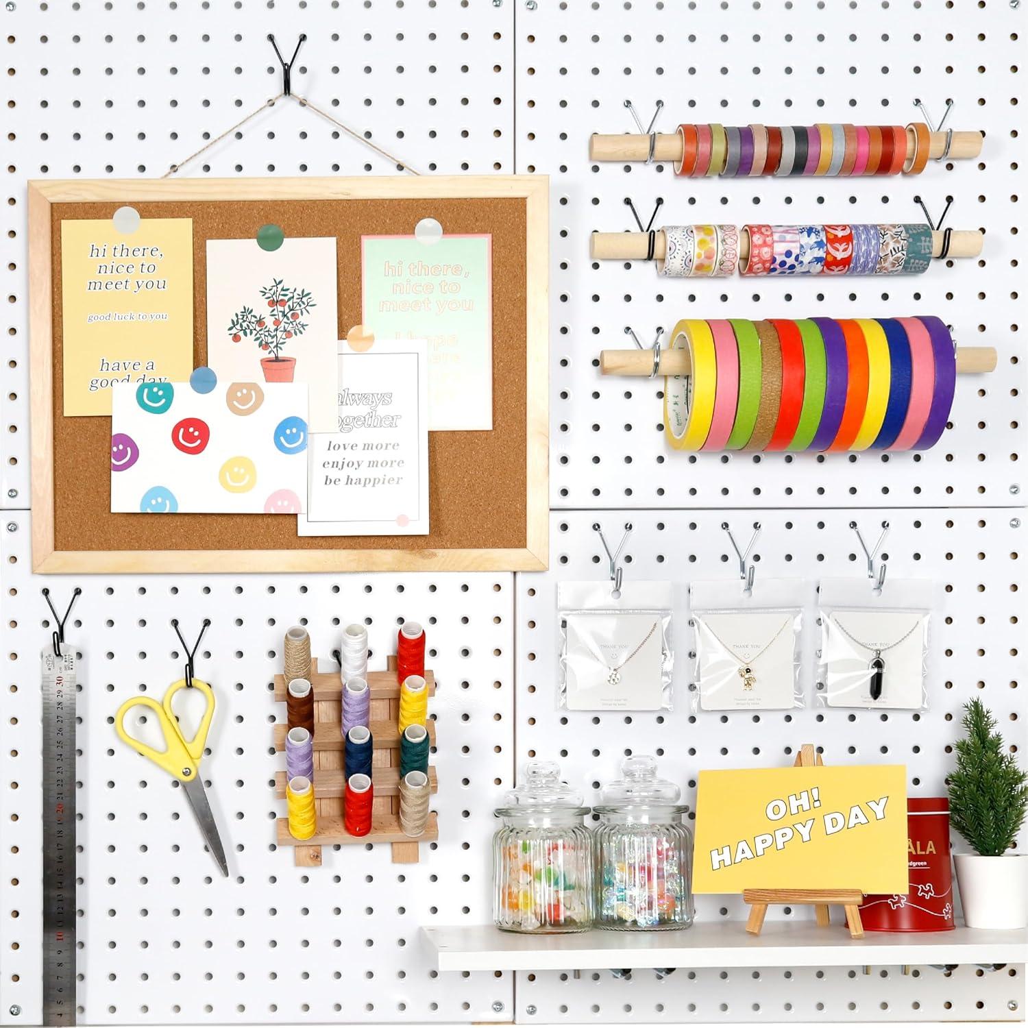 Ganchos en J HUHOLE 80 Piezas 1" Negros para Tablero de Clavos