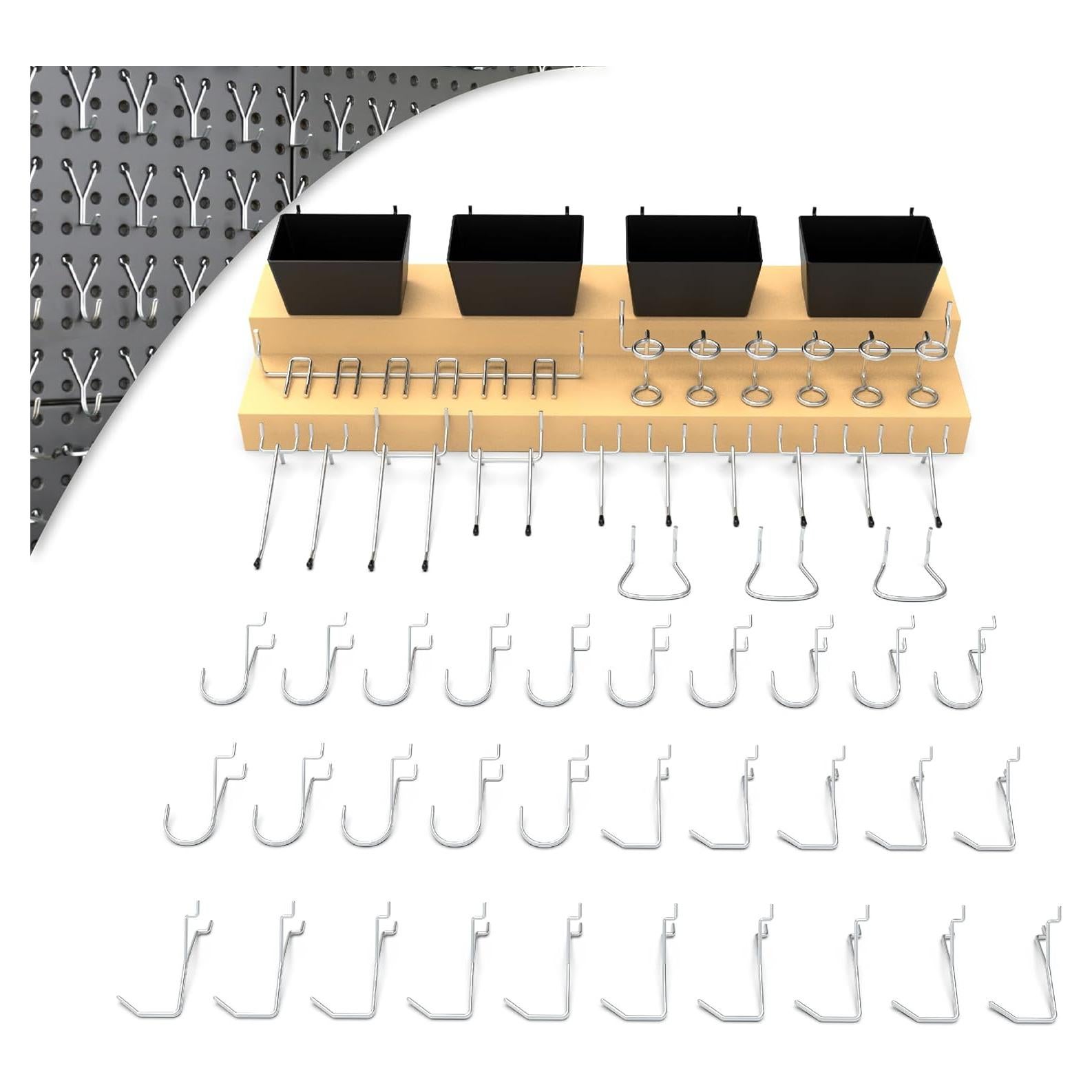 Ganchos para Tableros Perforados HUHOLE 49PC Galvanizados
