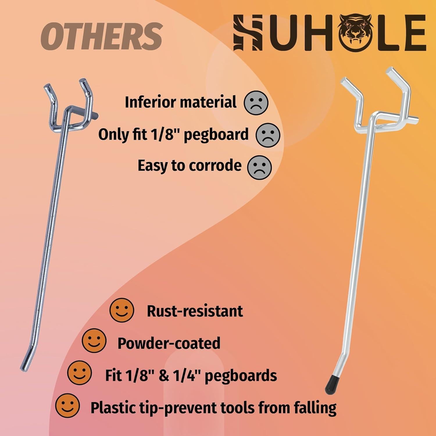 Ganchos para Tableros Perforados HUHOLE 49PC Galvanizados