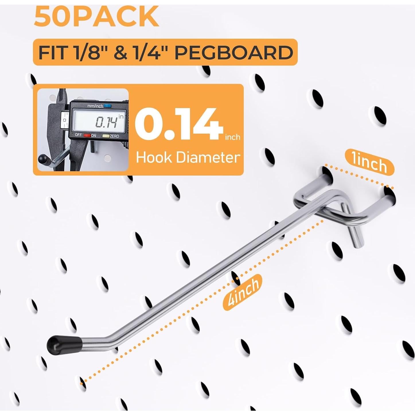 Ganchos para Tablero Perforado INCLY 50 Unidades 10 cm Plateados