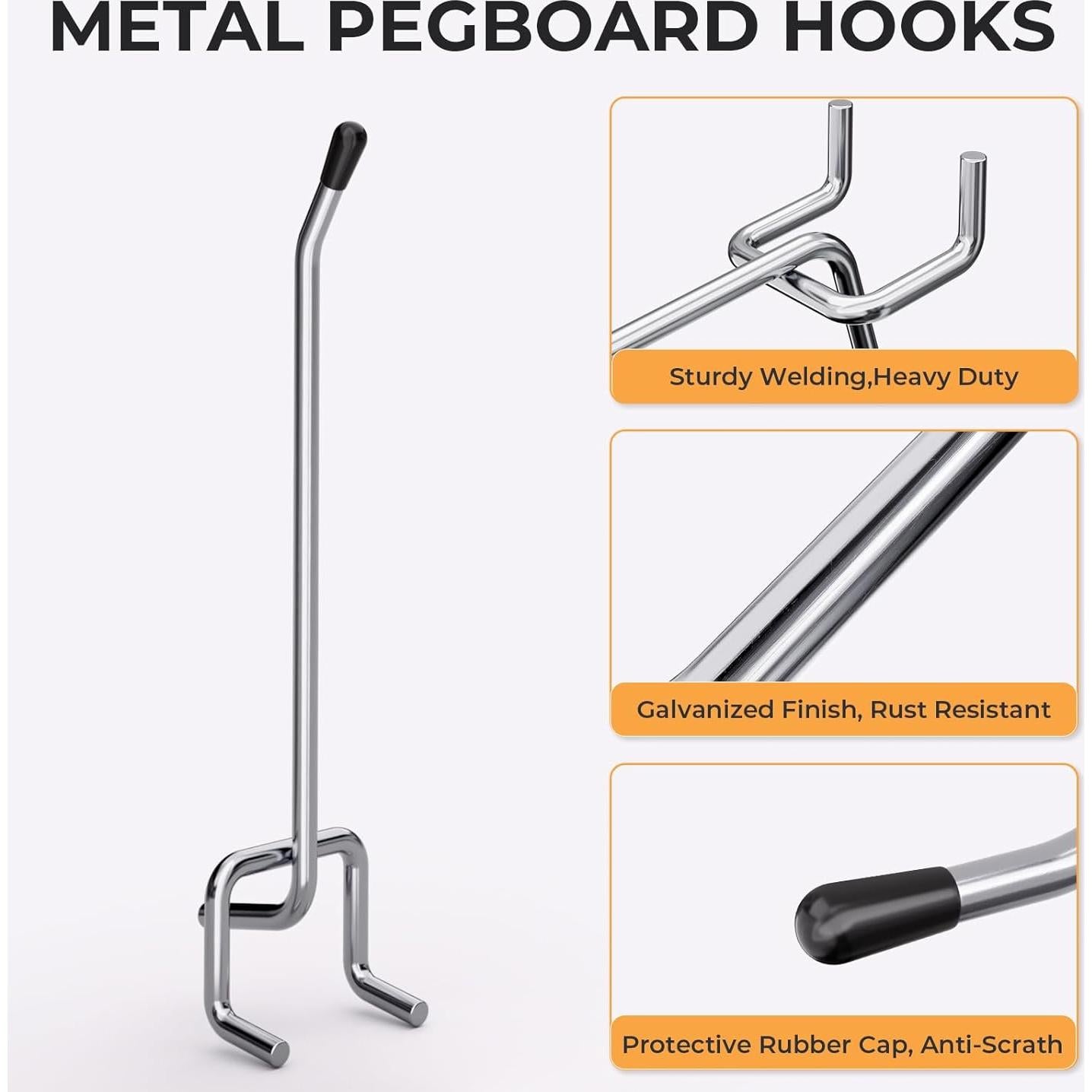 Ganchos para Tablero Perforado INCLY 50 Unidades 10 cm Plateados