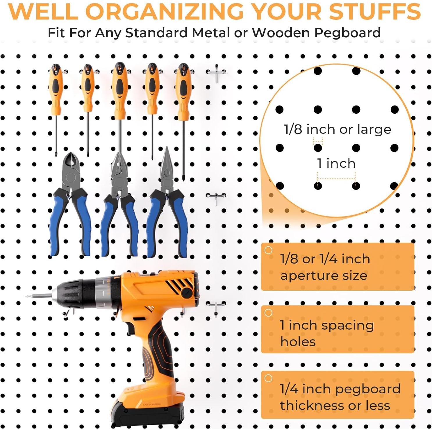 Ganchos para Tablero Perforado INCLY 50 Unidades 10 cm Plateados