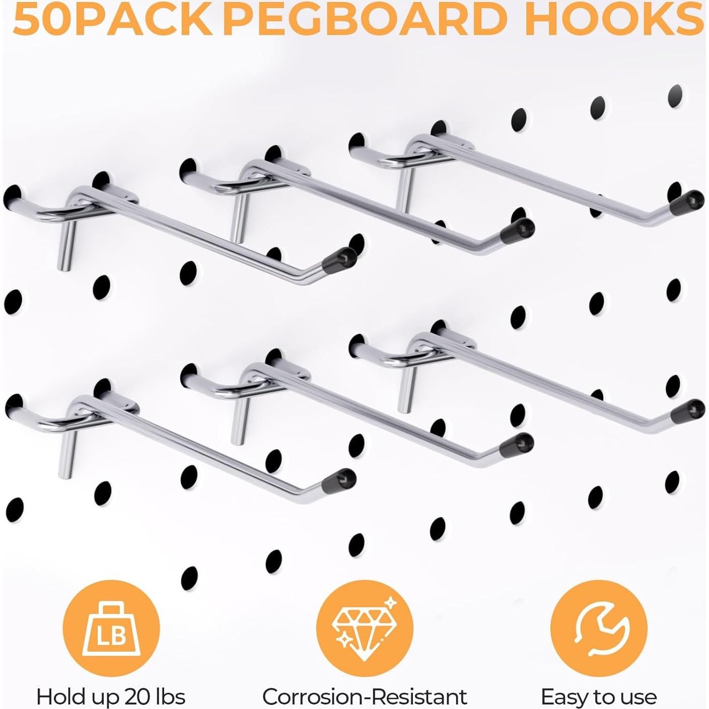 Ganchos para Tablero Perforado INCLY 50 Unidades 10 cm Plateados