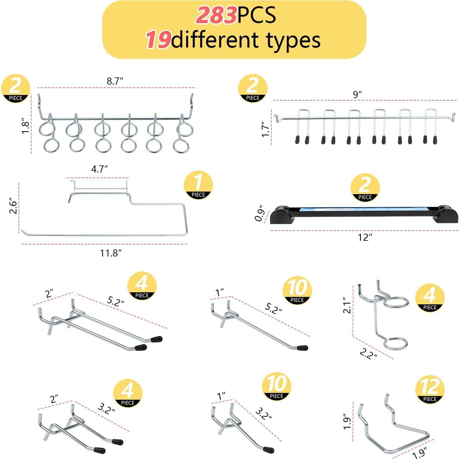 Kit de Ganchos de Metal MSLANE 283PCS para Tablero Perforado