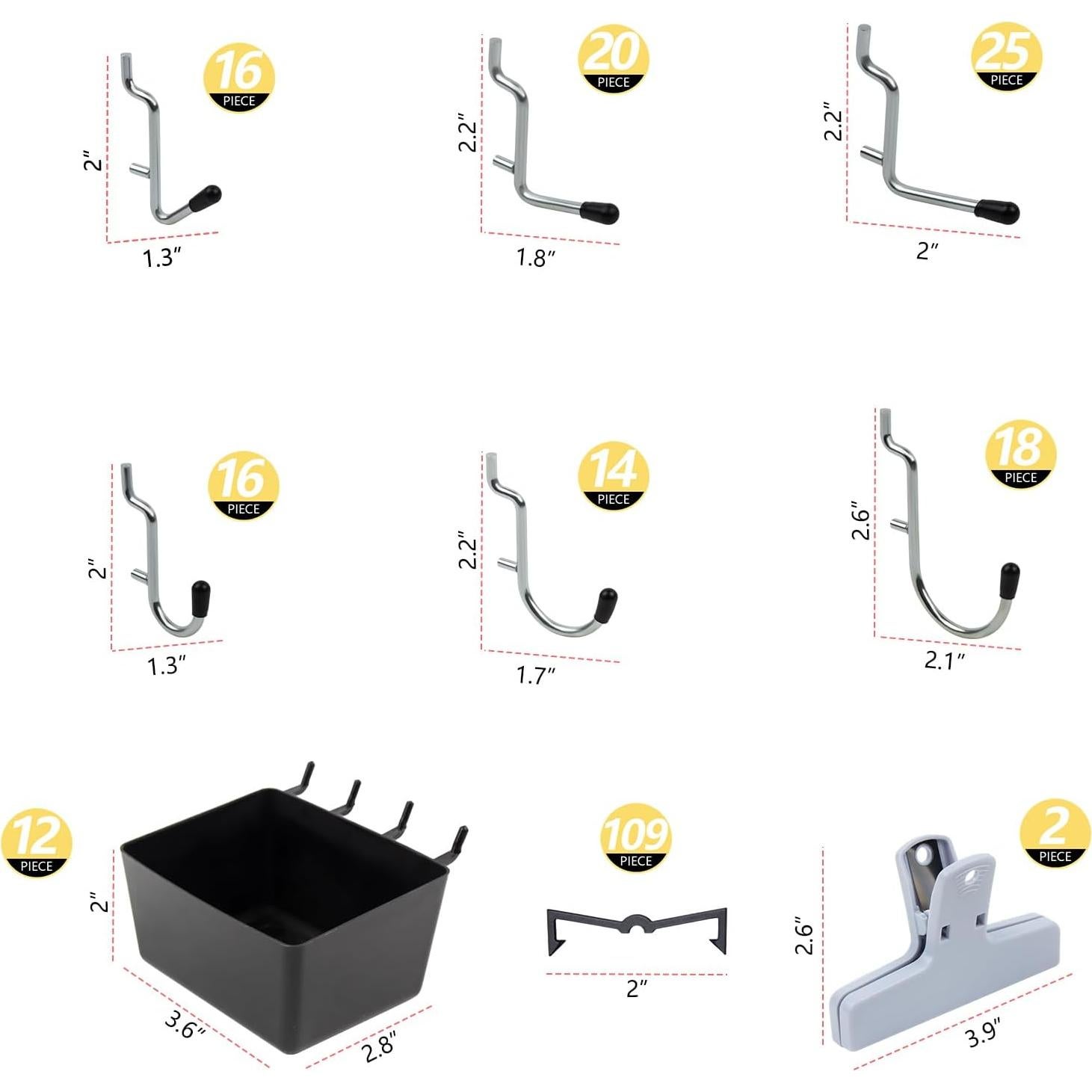 Kit de Ganchos de Metal MSLANE 283PCS para Tablero Perforado