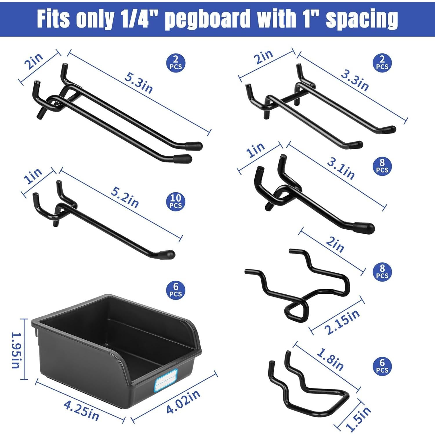 Juego de Ganchos para Tablero de Clavos Hogurity 196 PCS
