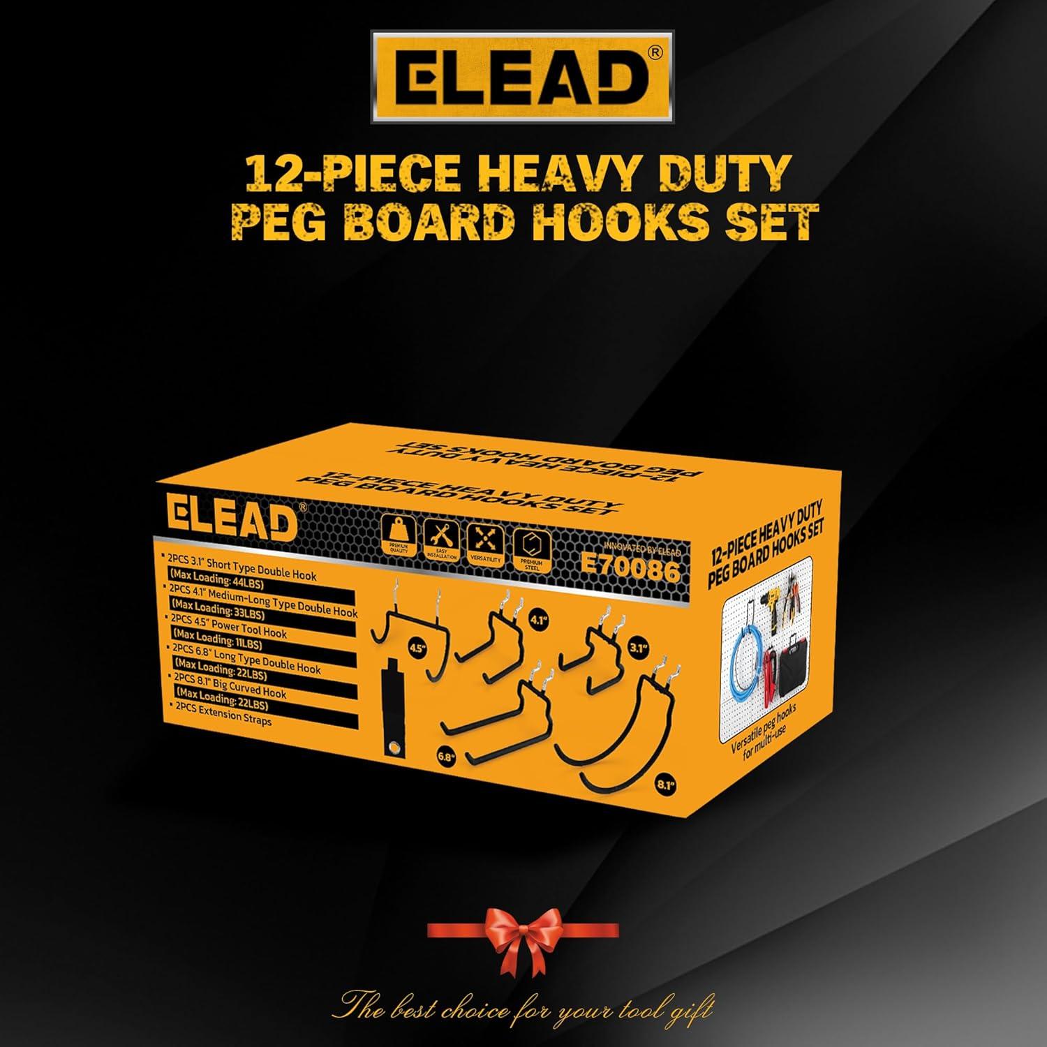 Ganchos para Tablero de Clavos ELEAD 12 Piezas Alta Resistencia