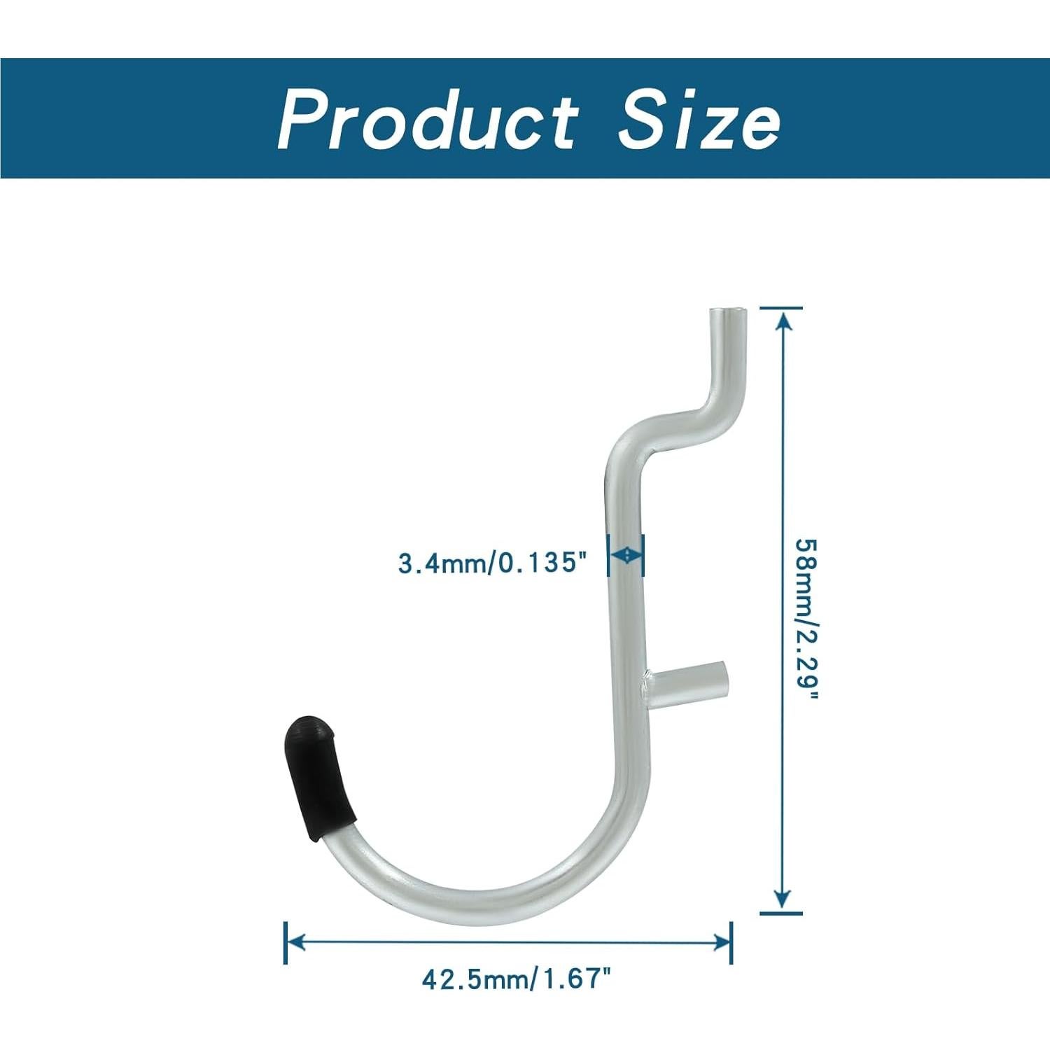 30 Ganchos J de Metal para Tablero Perforado LifCratms