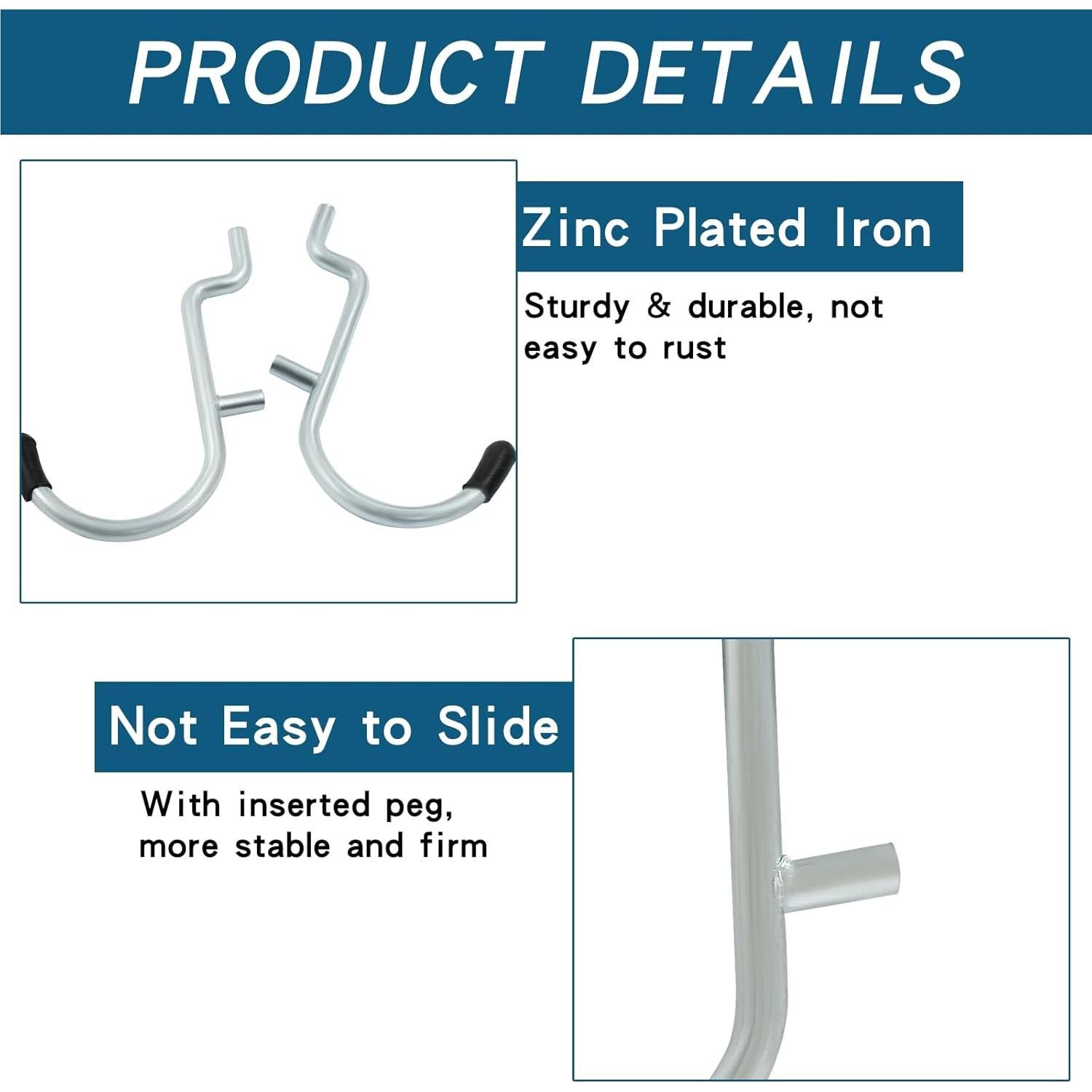 30 Ganchos J de Metal para Tablero Perforado LifCratms