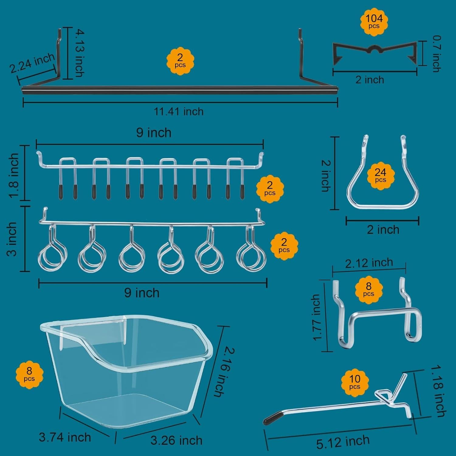 Kit Organizador de Accesorios para Tablero Perforado Daanxw 286 Piezas