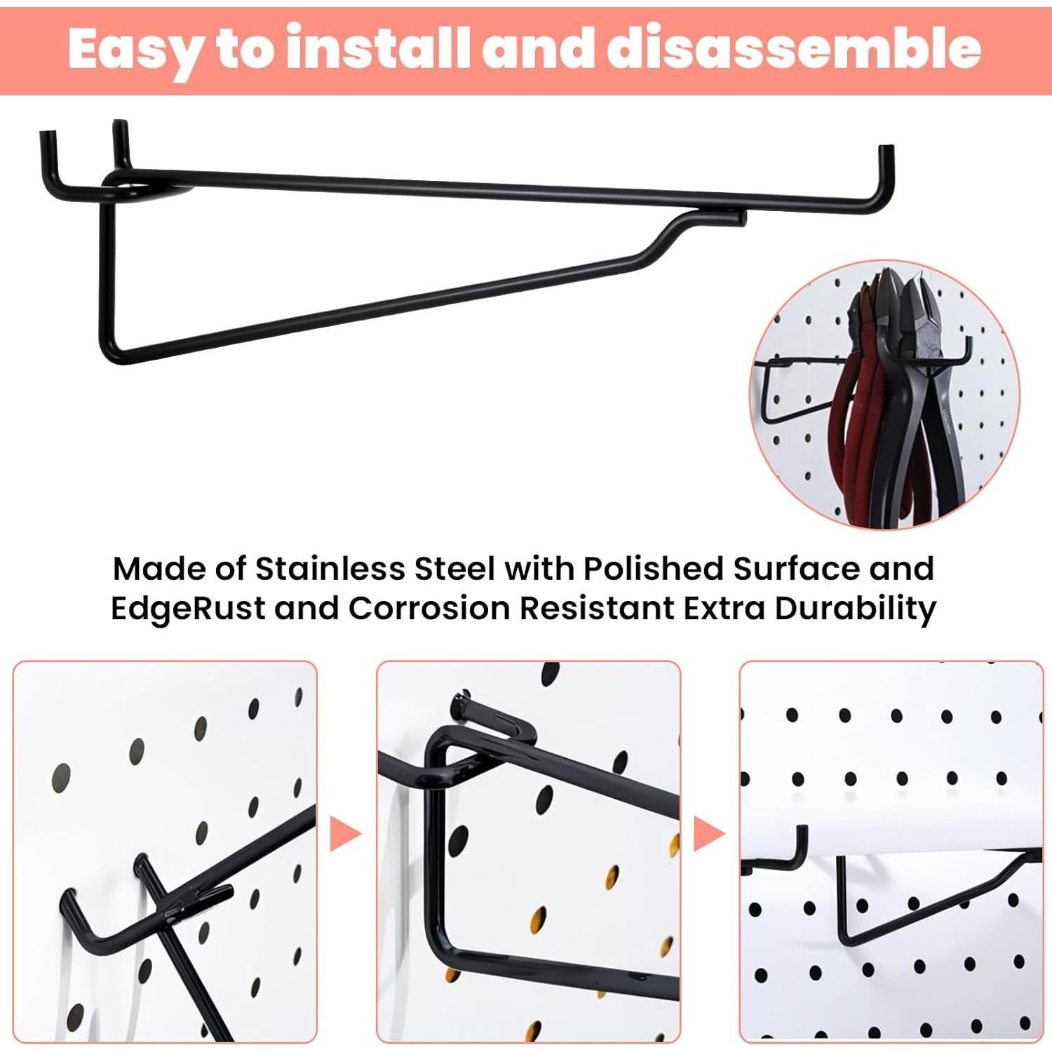 Ganchos para Estantes de Tablero Perforado Ubamdom 20 cm - 12 Pcs