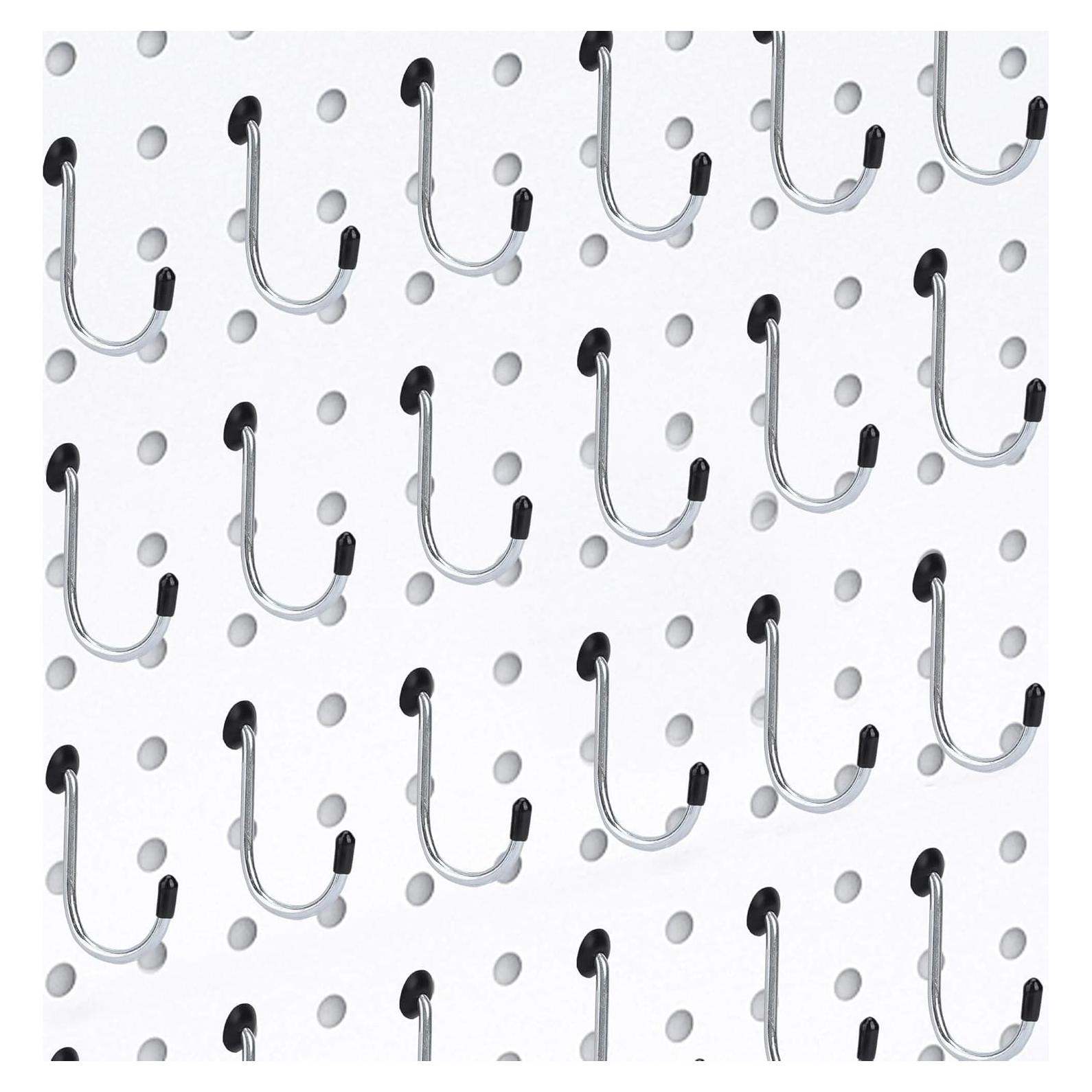 60 Ganchos J para Tablero Perforado MENEONE con Bloqueos