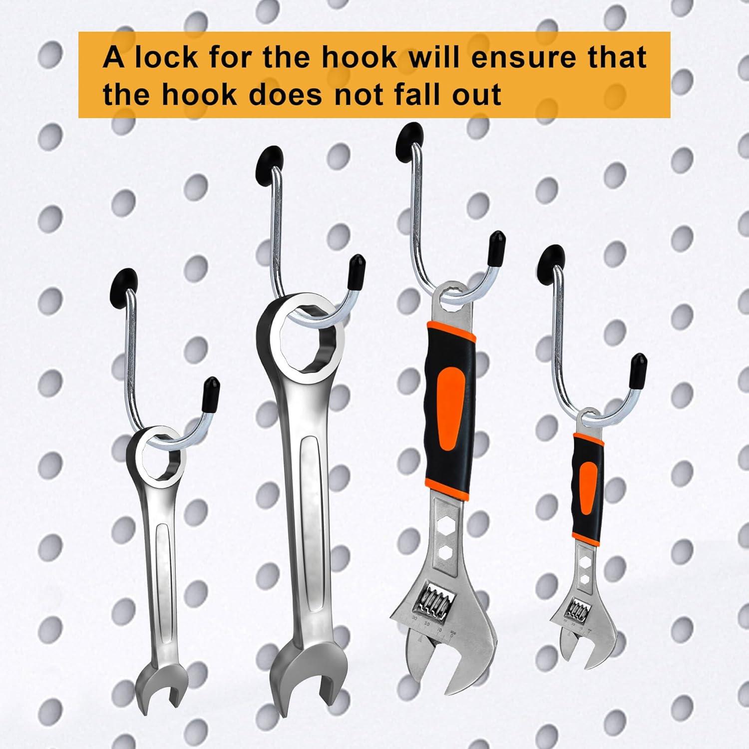 60 Ganchos J para Tablero Perforado MENEONE con Bloqueos