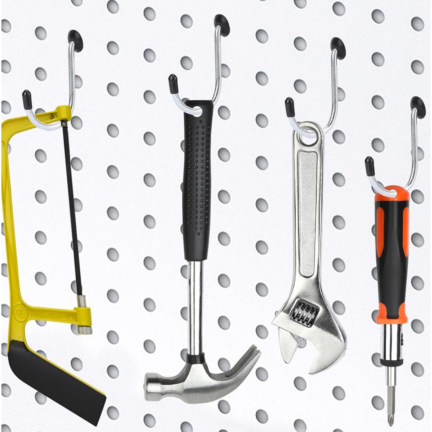 60 Ganchos J para Tablero Perforado MENEONE con Bloqueos