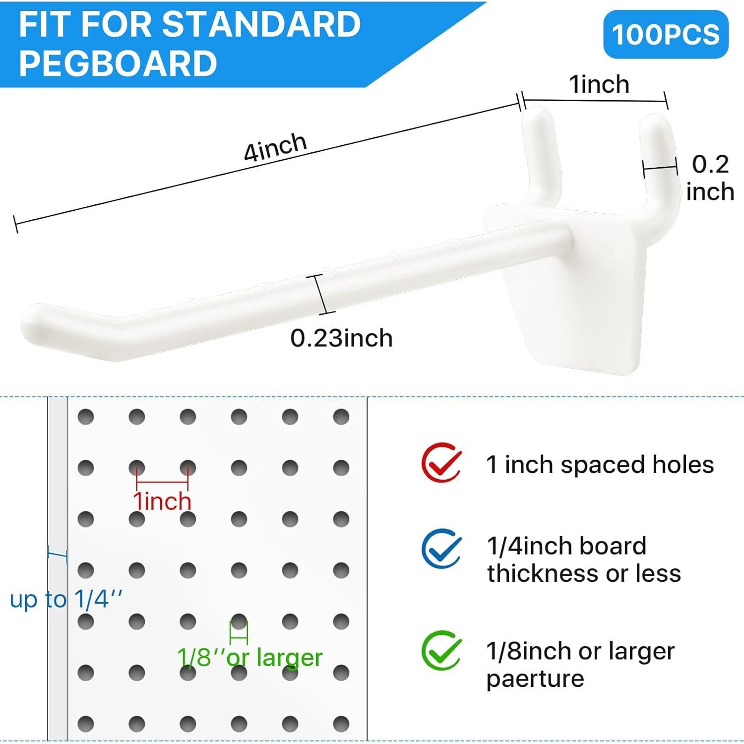 Ganchos para Tablero de Clavos Supkiir 100 Pcs 10 cm ABS