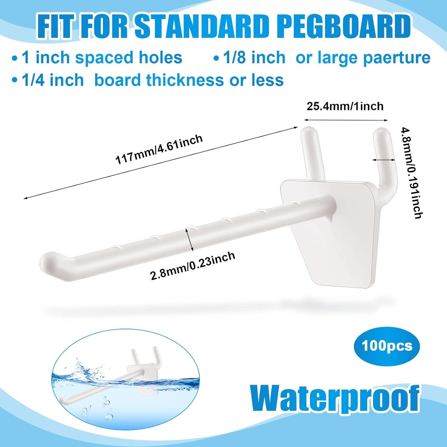 Ganchos de Tablero de Clavos Unittype 100 Piezas 10 cm Blanco