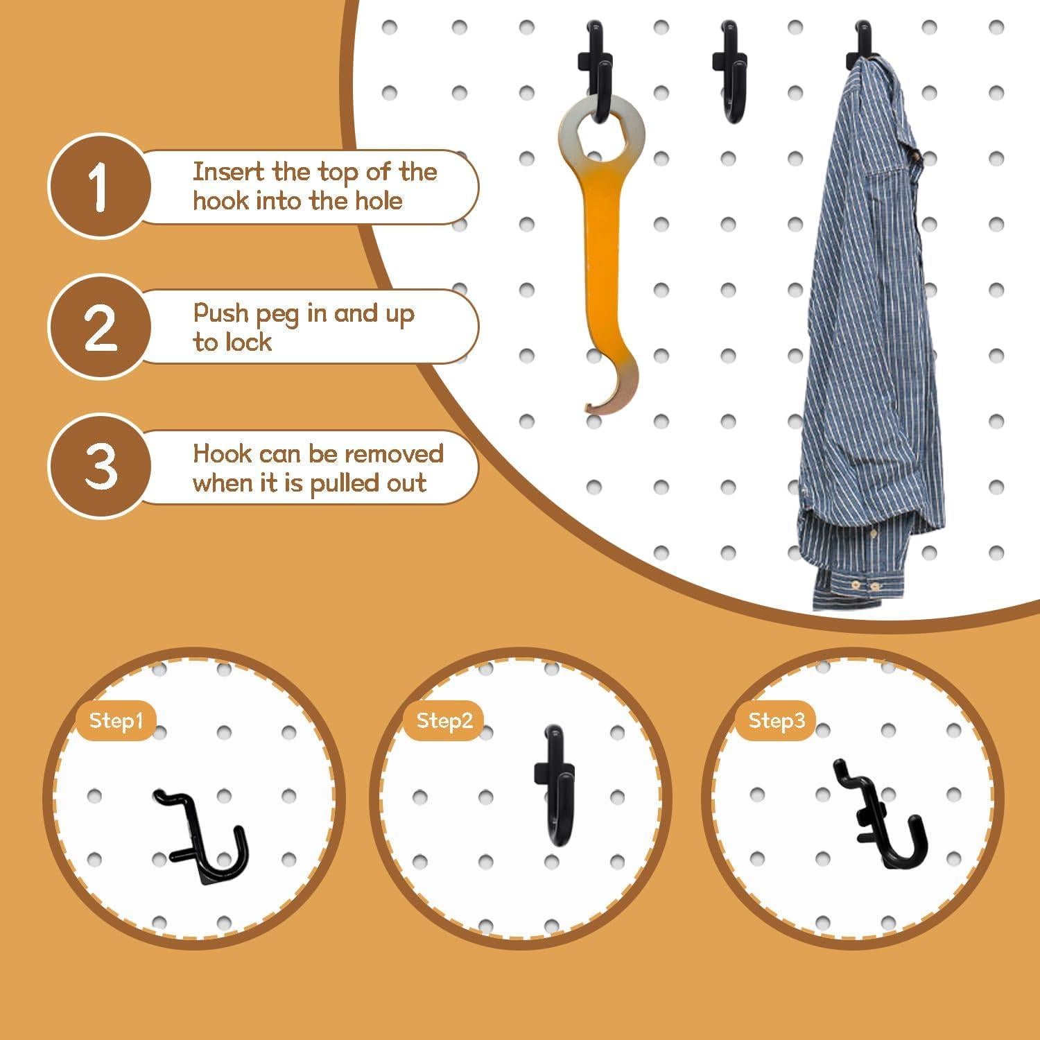 50 Ganchos en J de Plástico zDwfDc para Tablero de Clavos