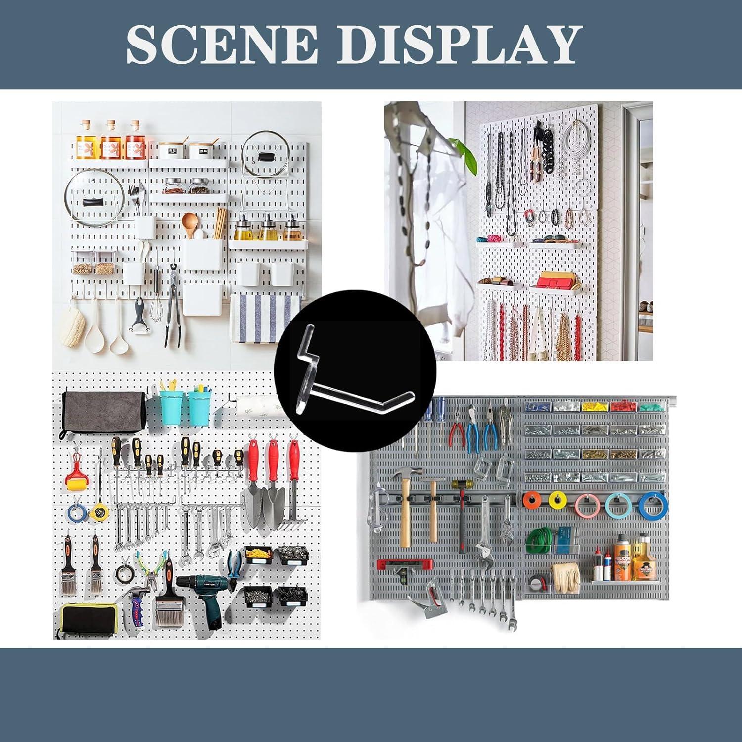 100 Ganchos de Tablero de Clavijas QuZCarious 5cm Transparentes