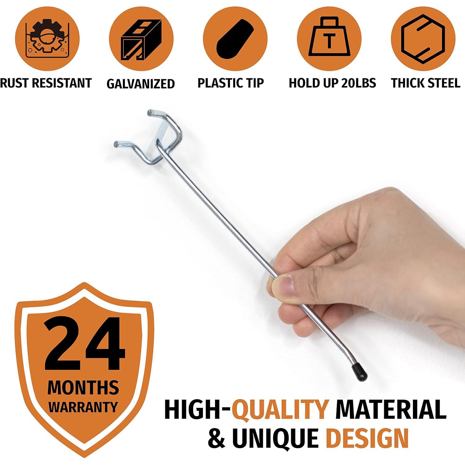 Ganchos para Tablero de Clavos HUHOLE 100PC 10cm Acero Galvanizado