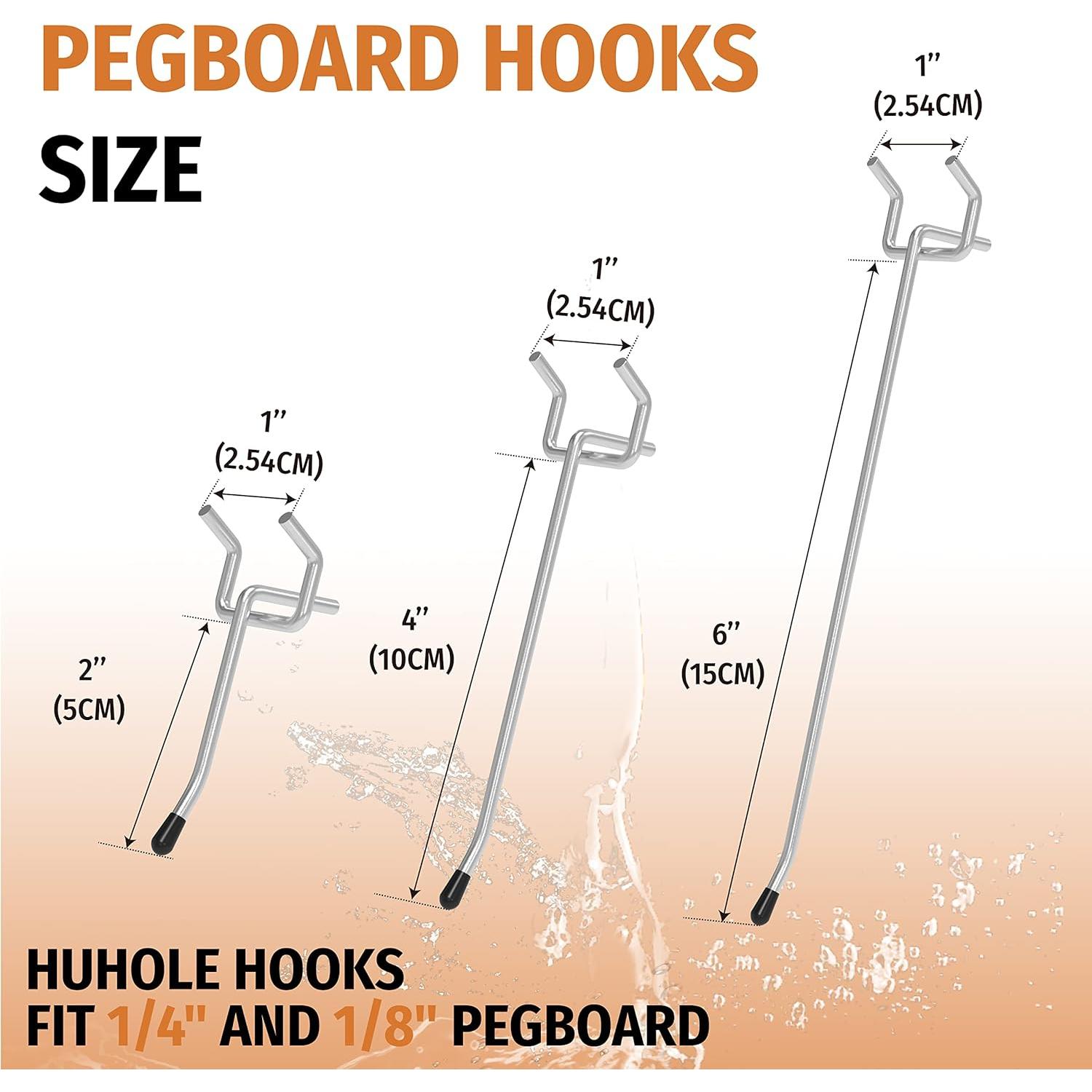 Ganchos para Tablero de Clavos HUHOLE 100PC 10cm Acero Galvanizado