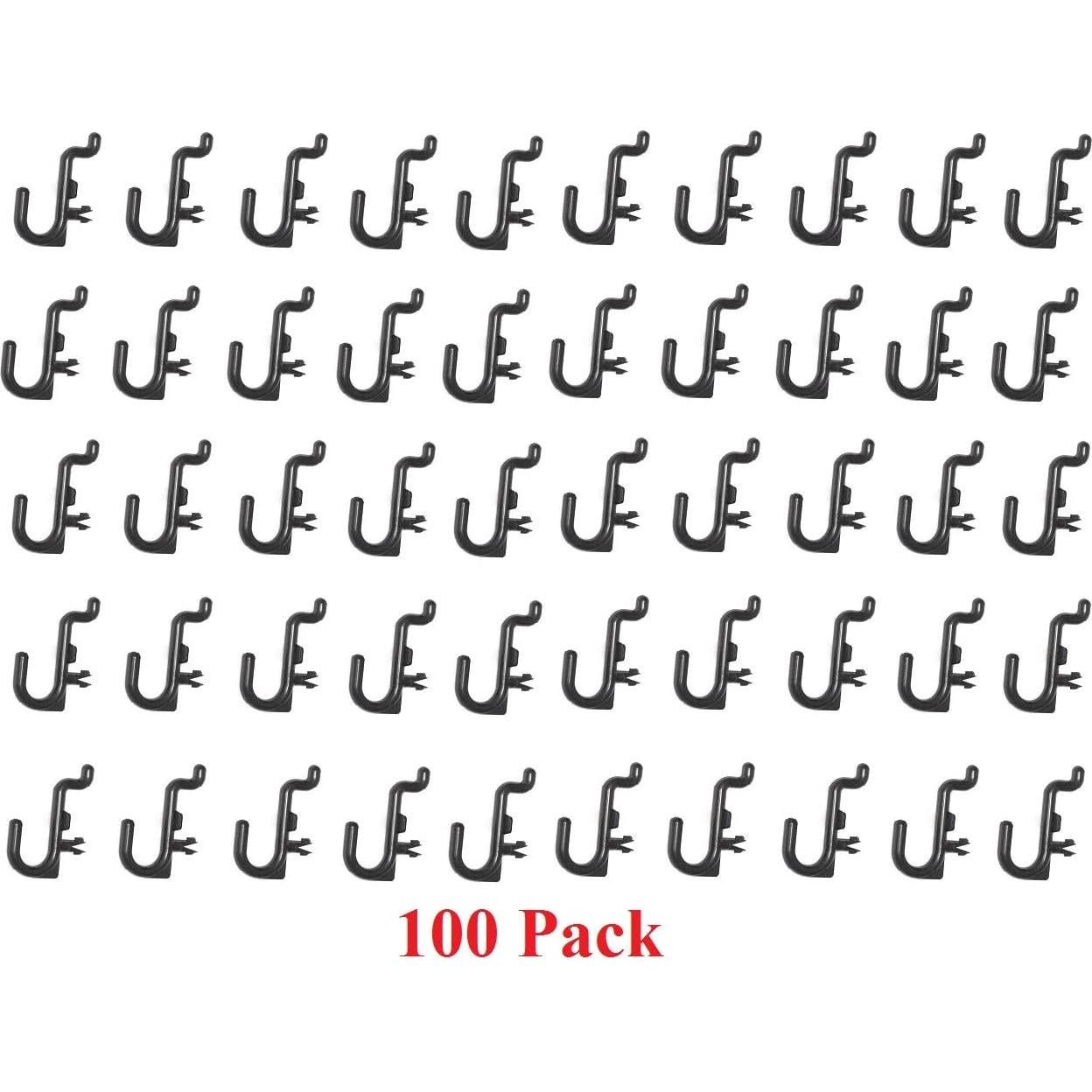 Ganchos de Pegboard J de Plástico Negro JSP 100 Unidades