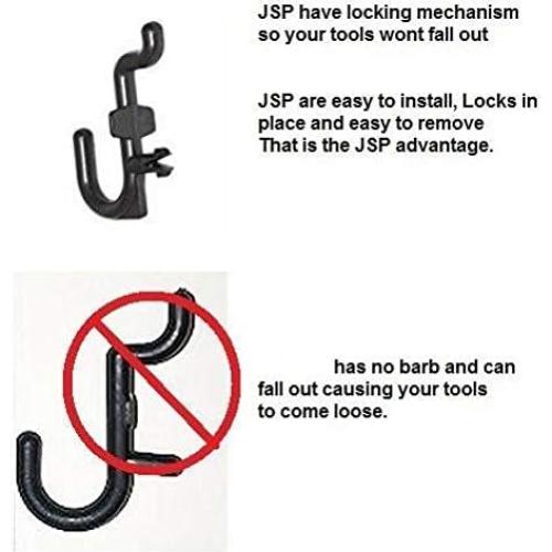 Ganchos de Pegboard J de Plástico Negro JSP 100 Unidades