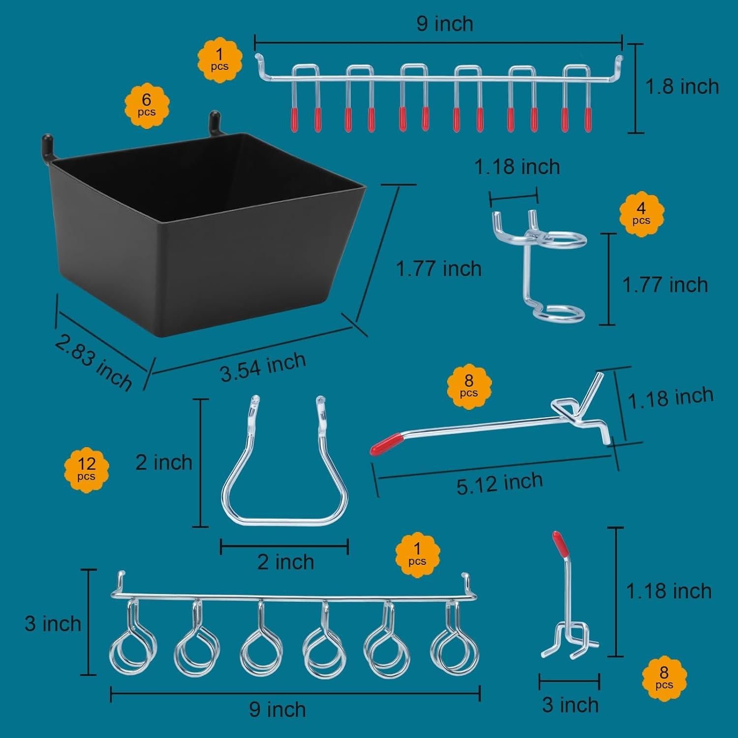 Kit Organizador de Accesorios para Tablero de Clavos Daanxw 148 Piezas