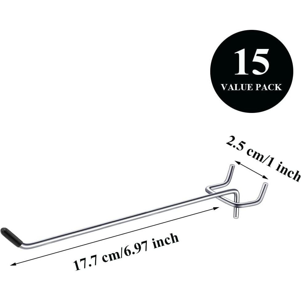 Ganchos Metálicos LhyBtm 20 cm para Tablero de Clavos - 15 Pcs