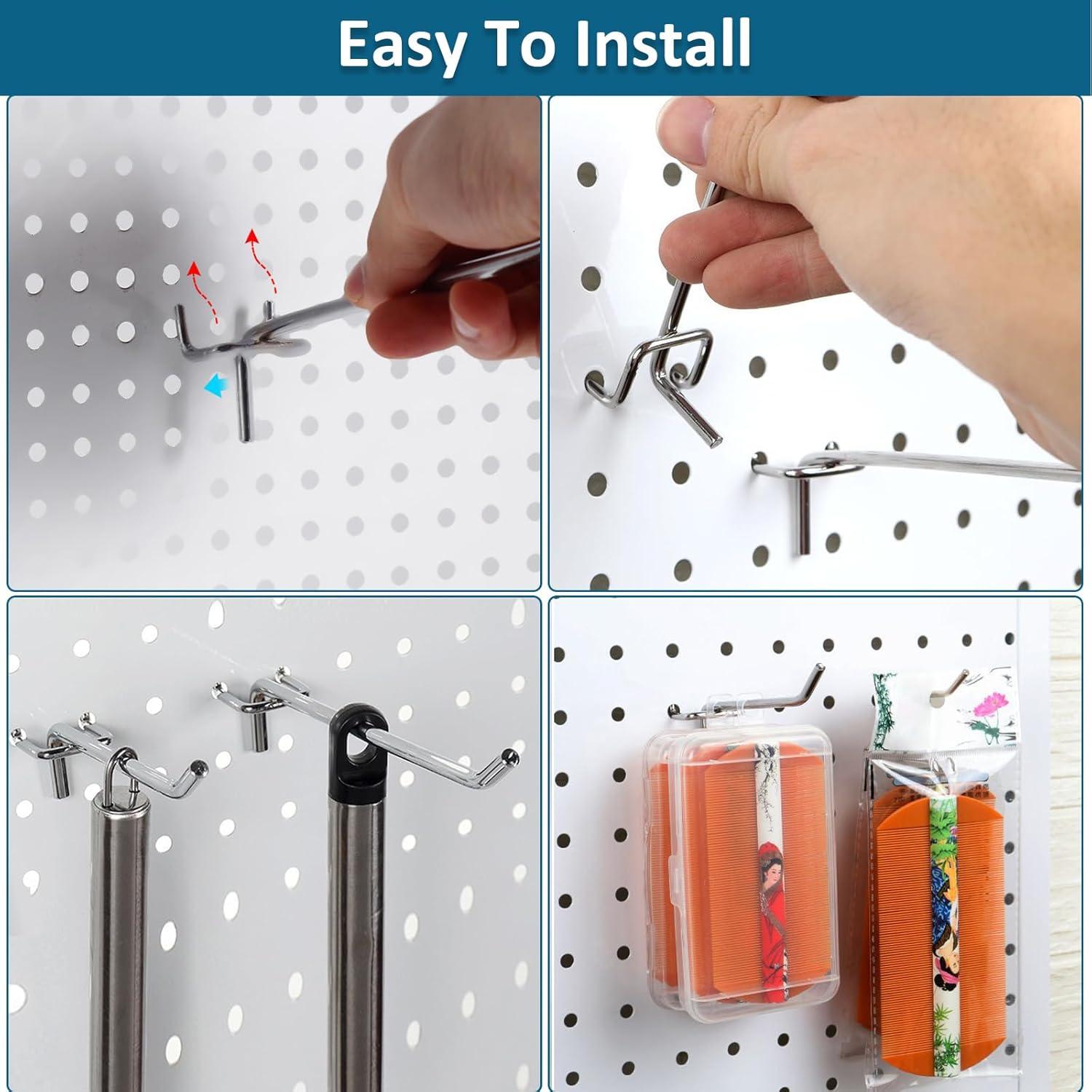 120 Ganchos de Acero Inoxidable para Tablero Perforado Aiofaervy