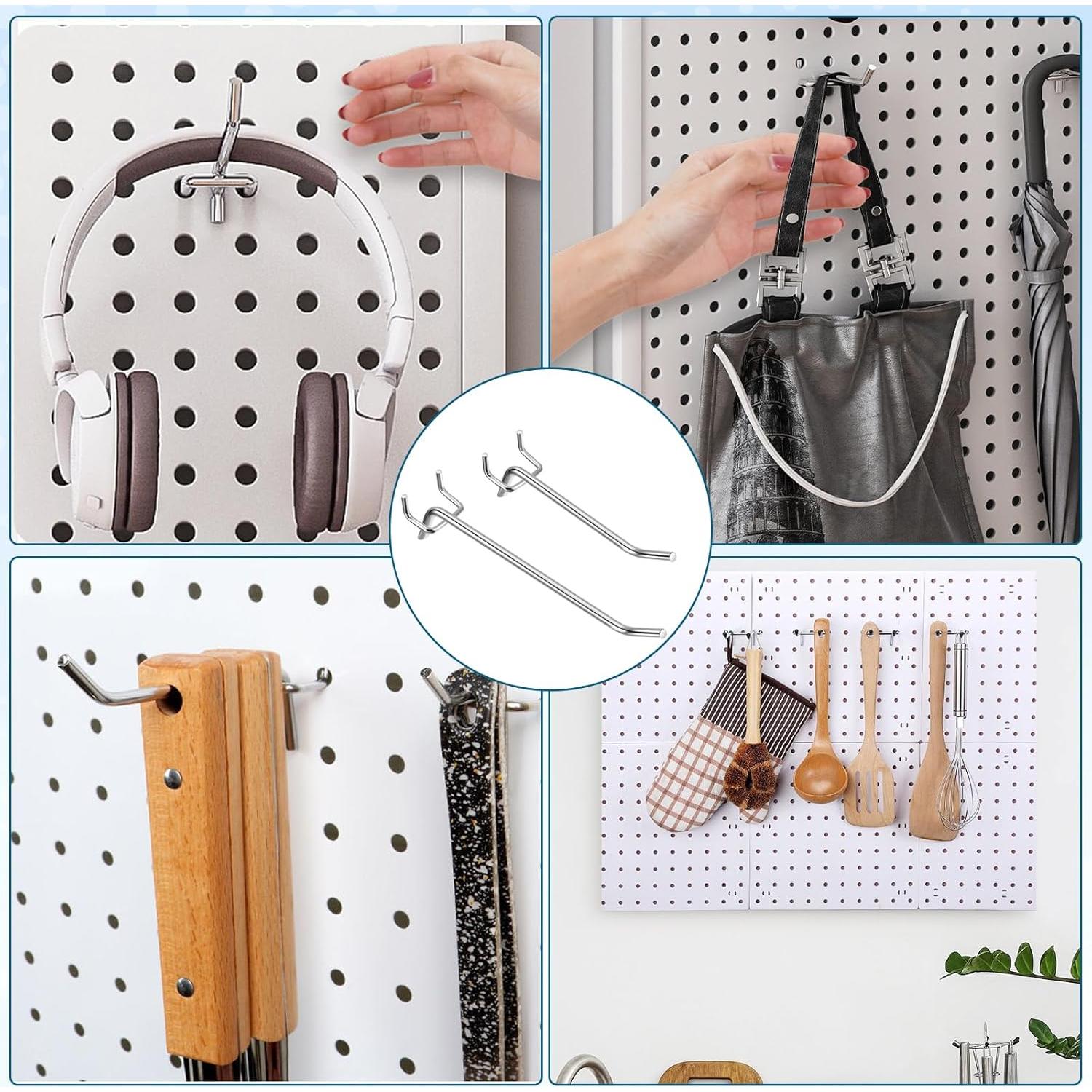 120 Ganchos de Acero Inoxidable para Tablero Perforado Aiofaervy