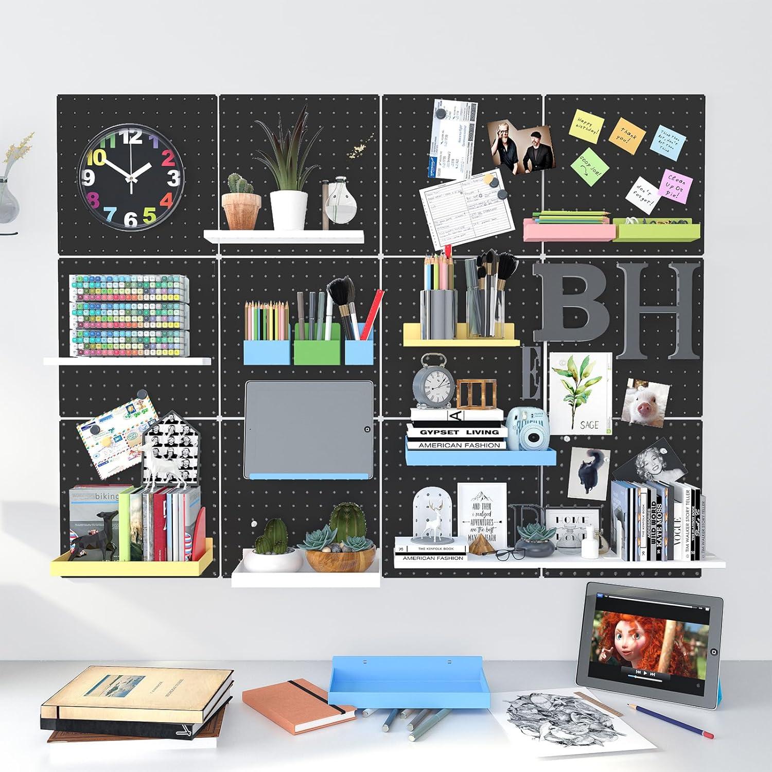 Paneles de Metal Pegboard Hogurity 4PCS 30.48x30.48cm Negro