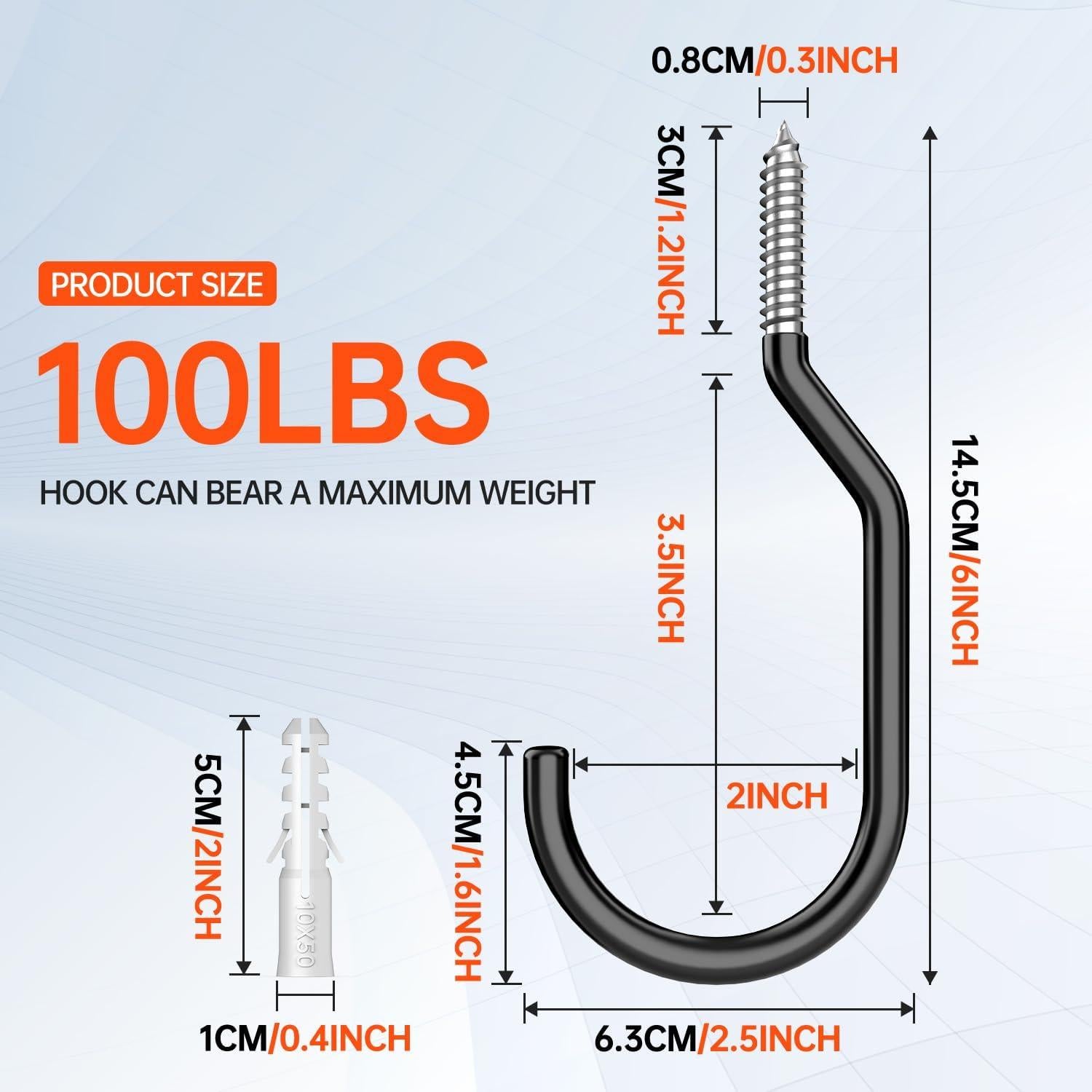 Ganchos para Bicicleta GURADESIGN 8 Piezas Alta Resistencia 15.24 cm