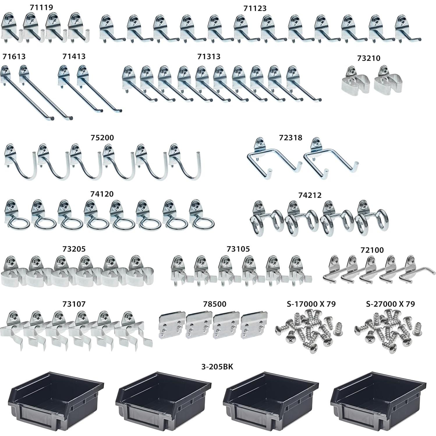 Kit de Ganchos y Contenedores Triton 76983 Acero Galvanizado 83 Pzas