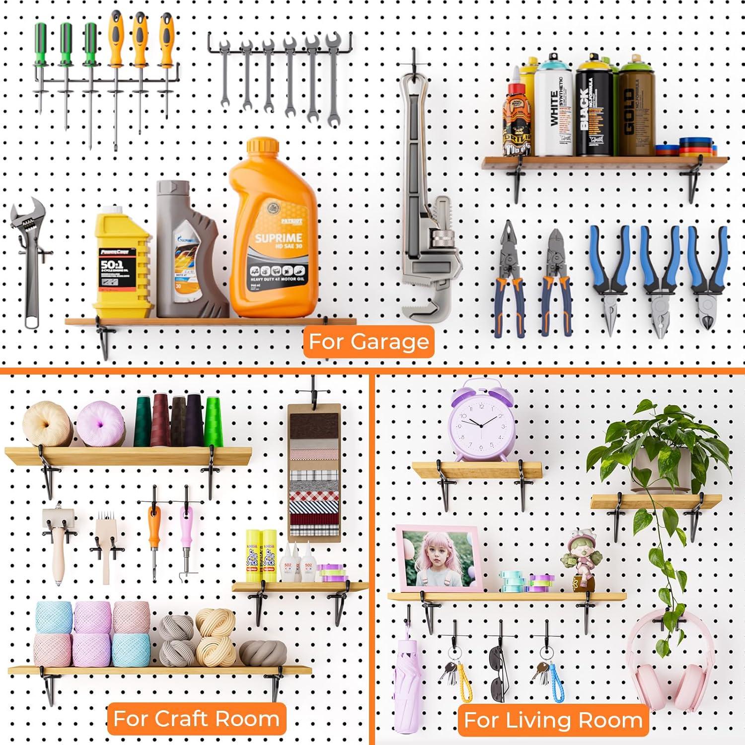 Ganchos para Estantes de Tablero Perforado INCLY 15.24 cm - 8 Piezas