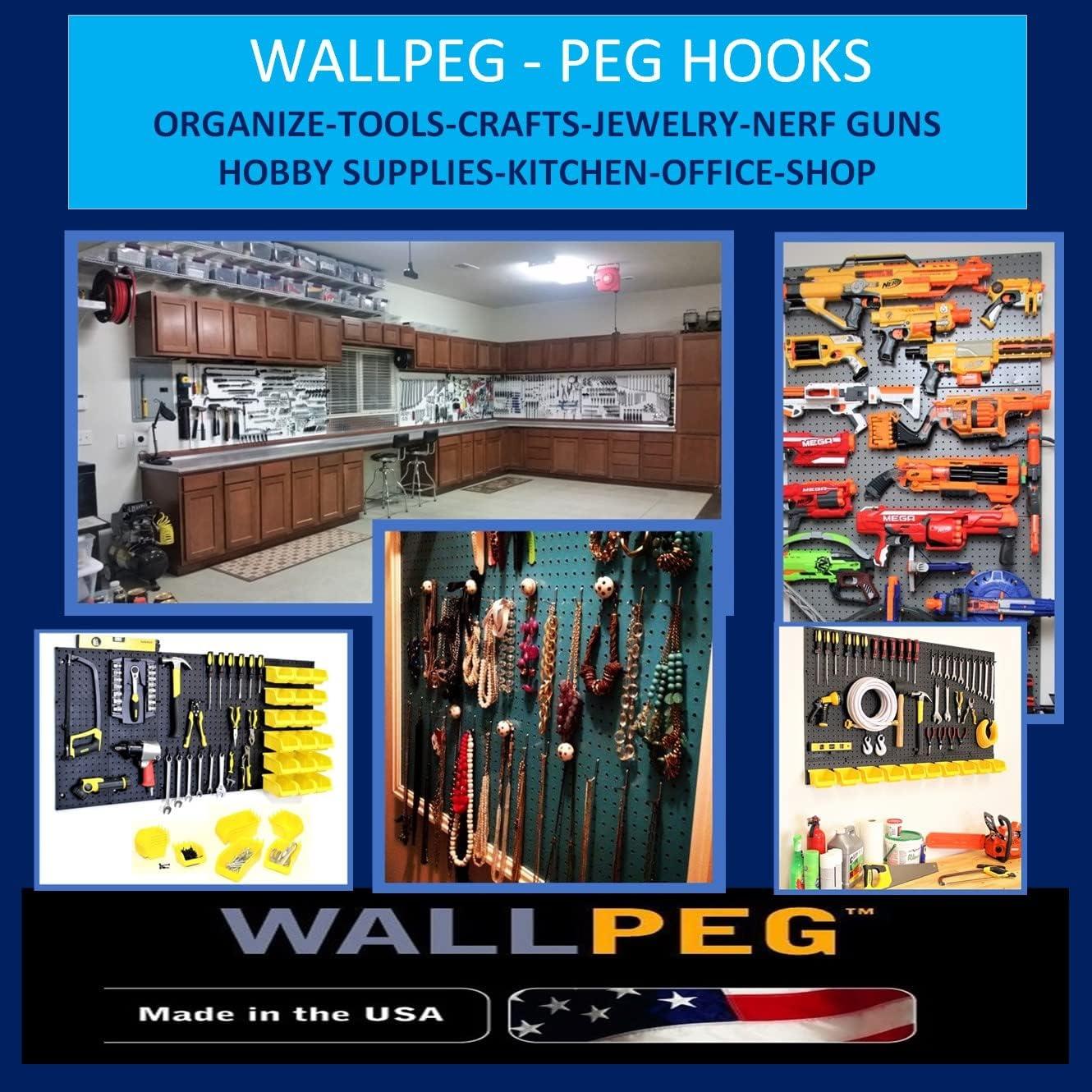 Conjunto de 100 Ganchos en L WallPeg Negros Autocerrables