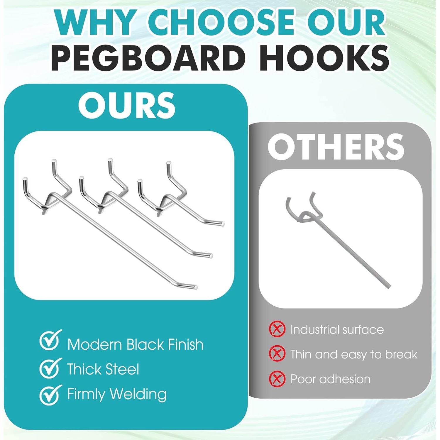 Ganchos de Acero Inoxidable Hicarer 200 Pcs para Tablero de Clavos