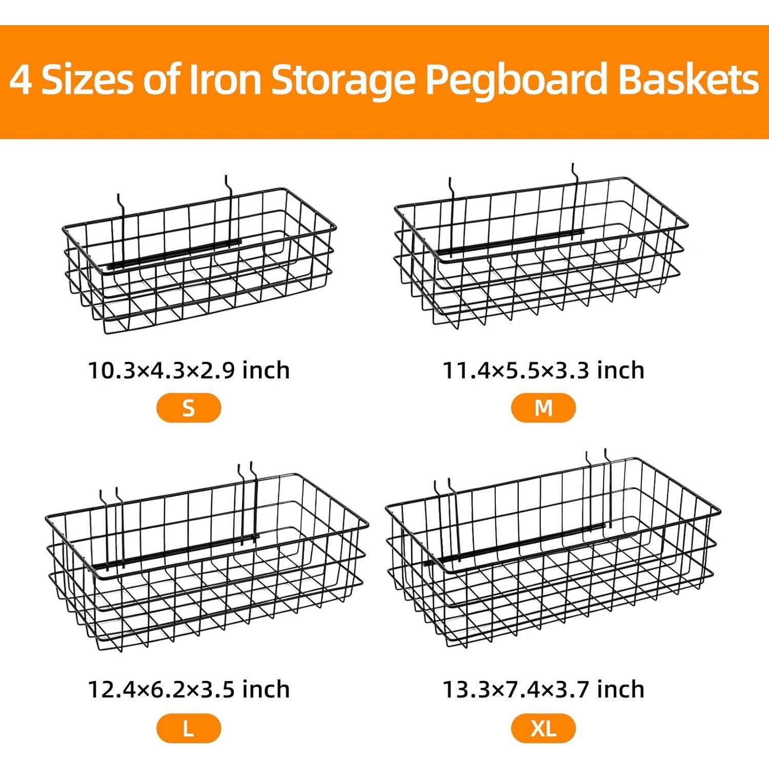 Juego de 4 Cestas para Tablero Perforado NOEAIKE - Acero Resistente
